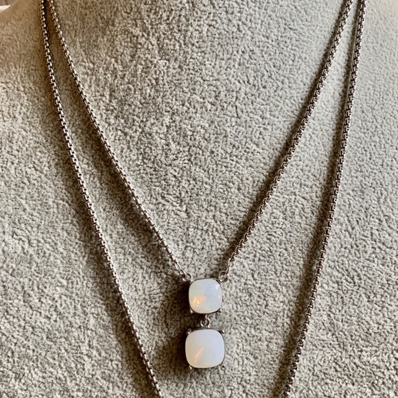 Faux Opal Crystal Silver Tone Layering Necklaces - Picture 5 of 13